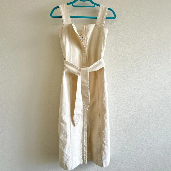 Nanushka Sally Denim Creme Midi Dress XS - Picture 3 of 13